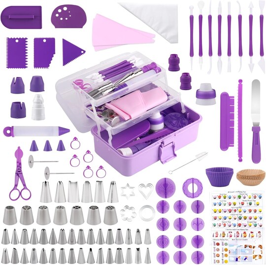 SP; Cake Decorating Kit Baking Accessories Set with Piping Bags, Tips, Spatula, Scraper, and Tools; Category:Decorating Tools; Image:1